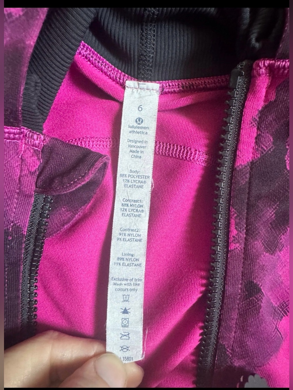 Lululemon Dance Studio Jacket Reversible Pink Black Ink Blot Print Sz 6 - Picture 4 of 12